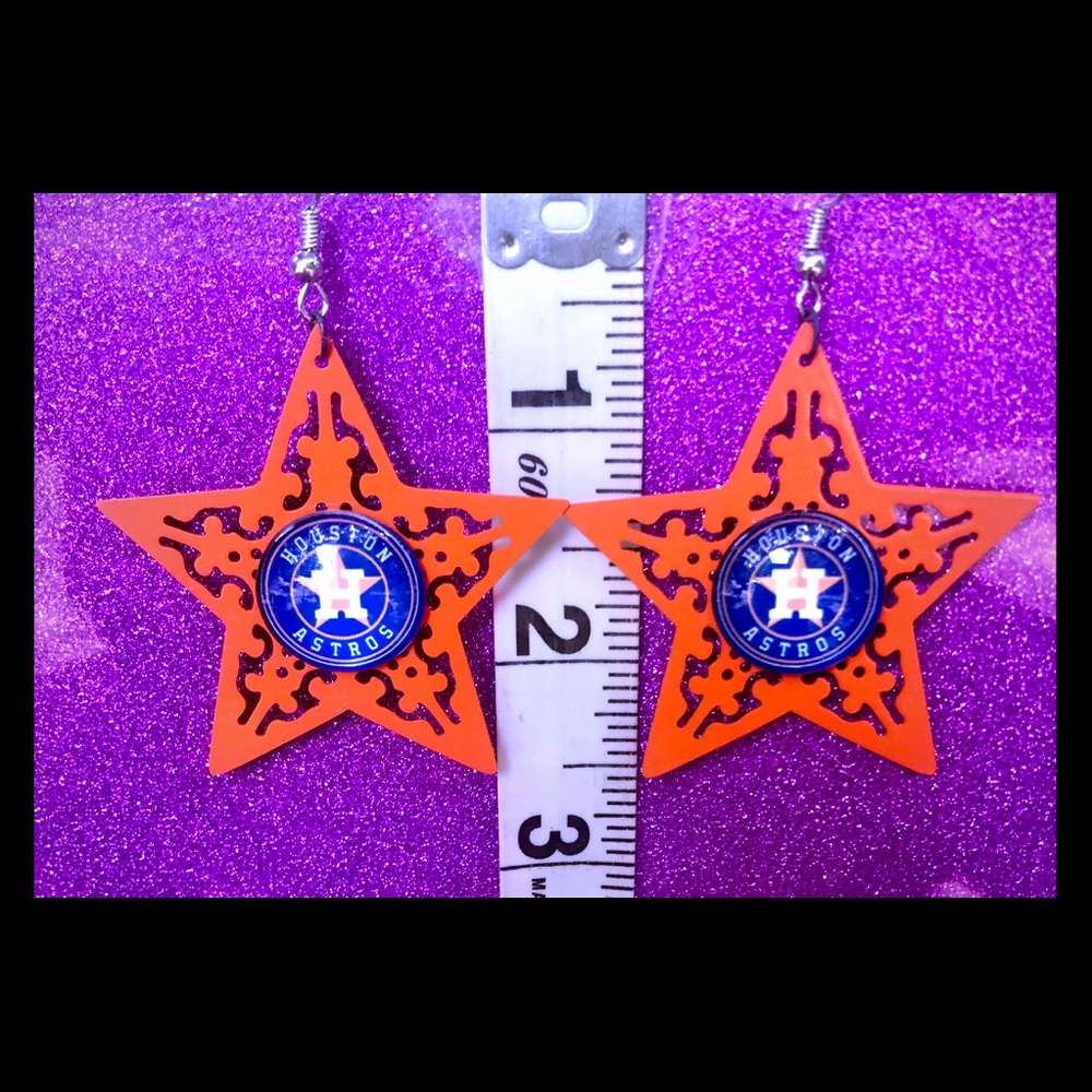 Orange Star Houston Astros Earrings